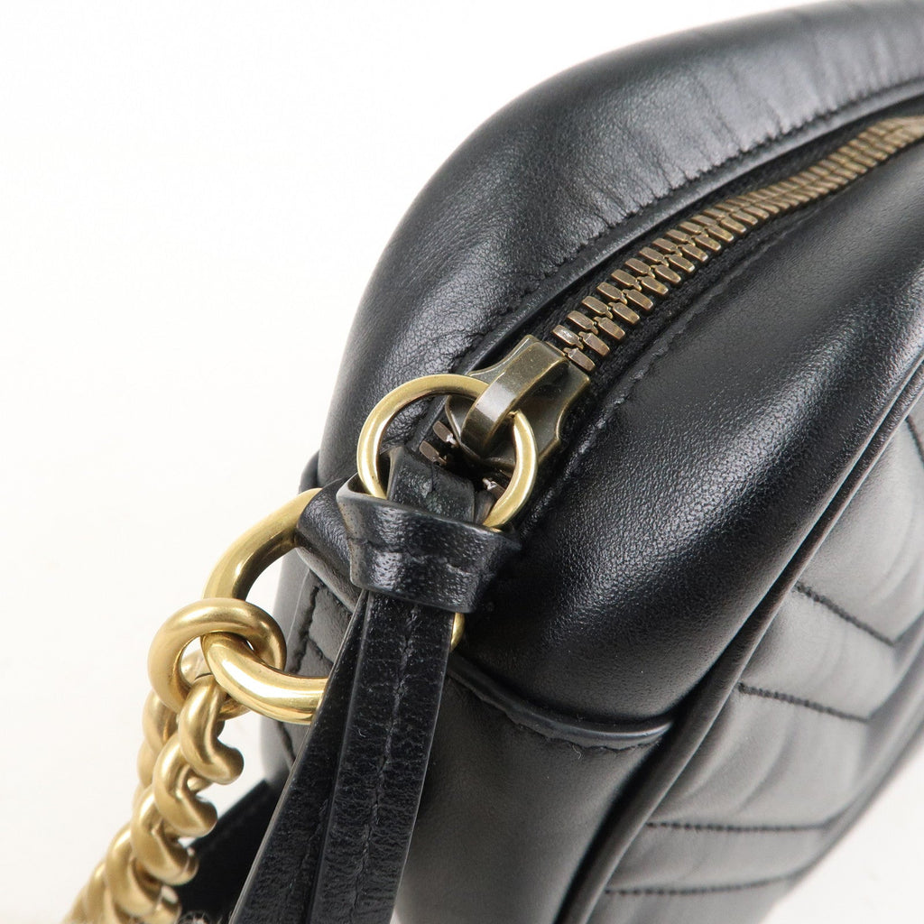 GUCCI GG Marmont Leather Chain Shoulder Bag Crossbody Black 447632