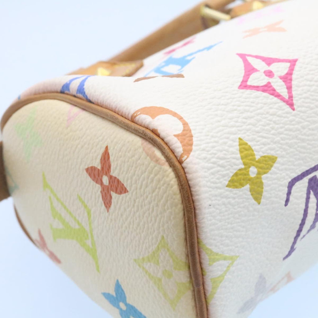 Louis Vuitton White Canvas Mini speedy handbag bag