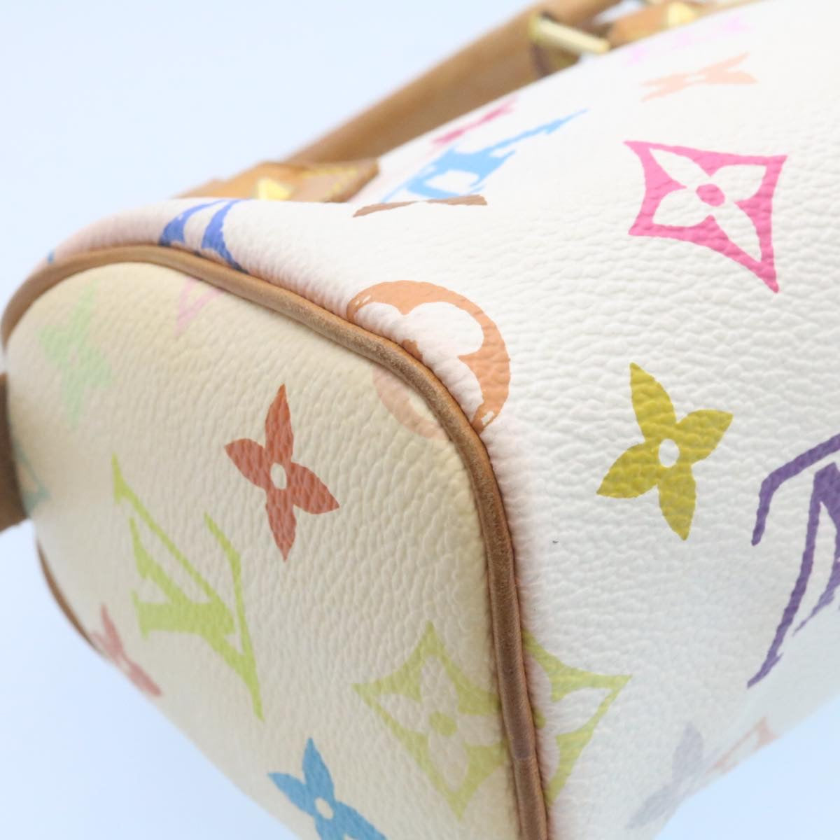 Louis Vuitton White Canvas Mini speedy handbag bag