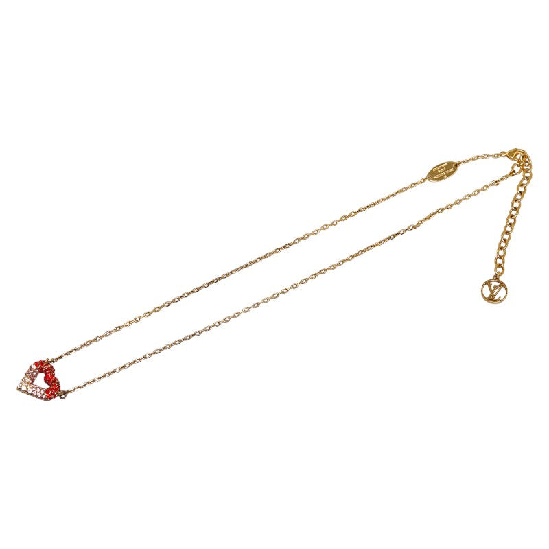 Louis Vuitton Heart Pendant Necklace M68159 Gold Red Pink