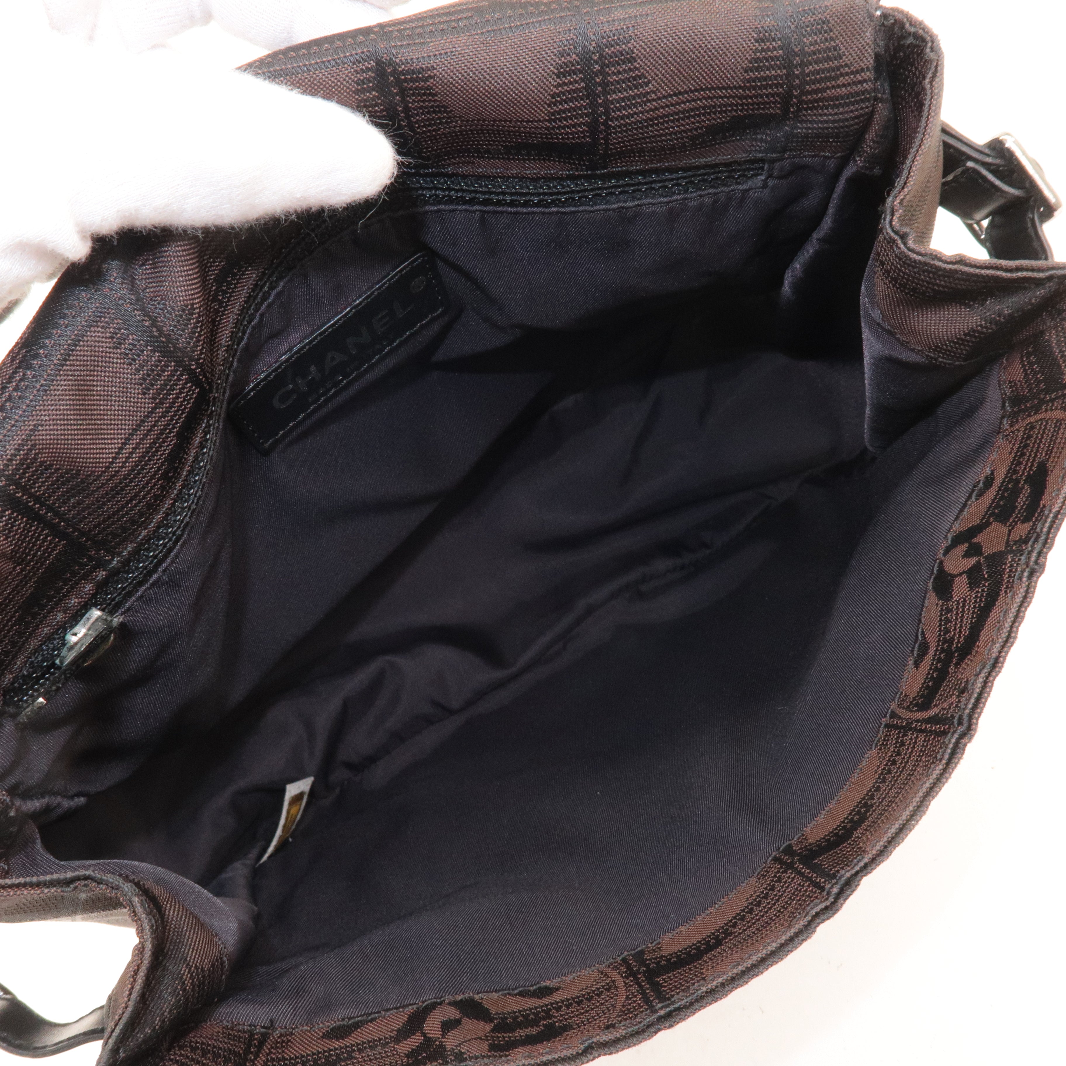 CHANEL New Travel Line Nylon Jacquard Leather Shoulder Bag A29347