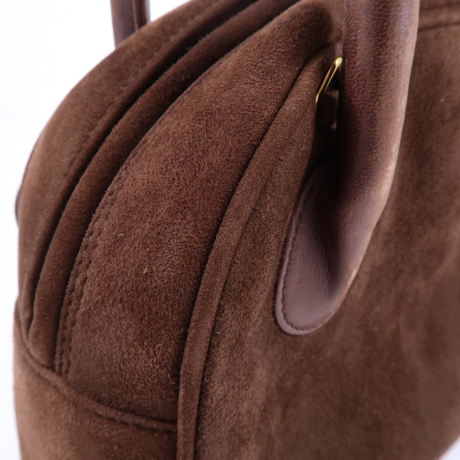 Christian Dior Cannage Suede Leather Hand Bag Brown