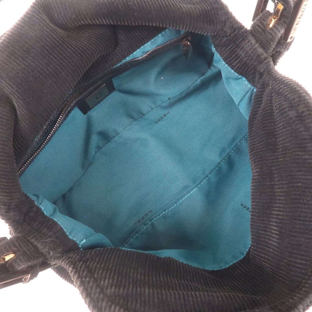 FENDI Corduroy Shoulder Bag Hand Bag Black