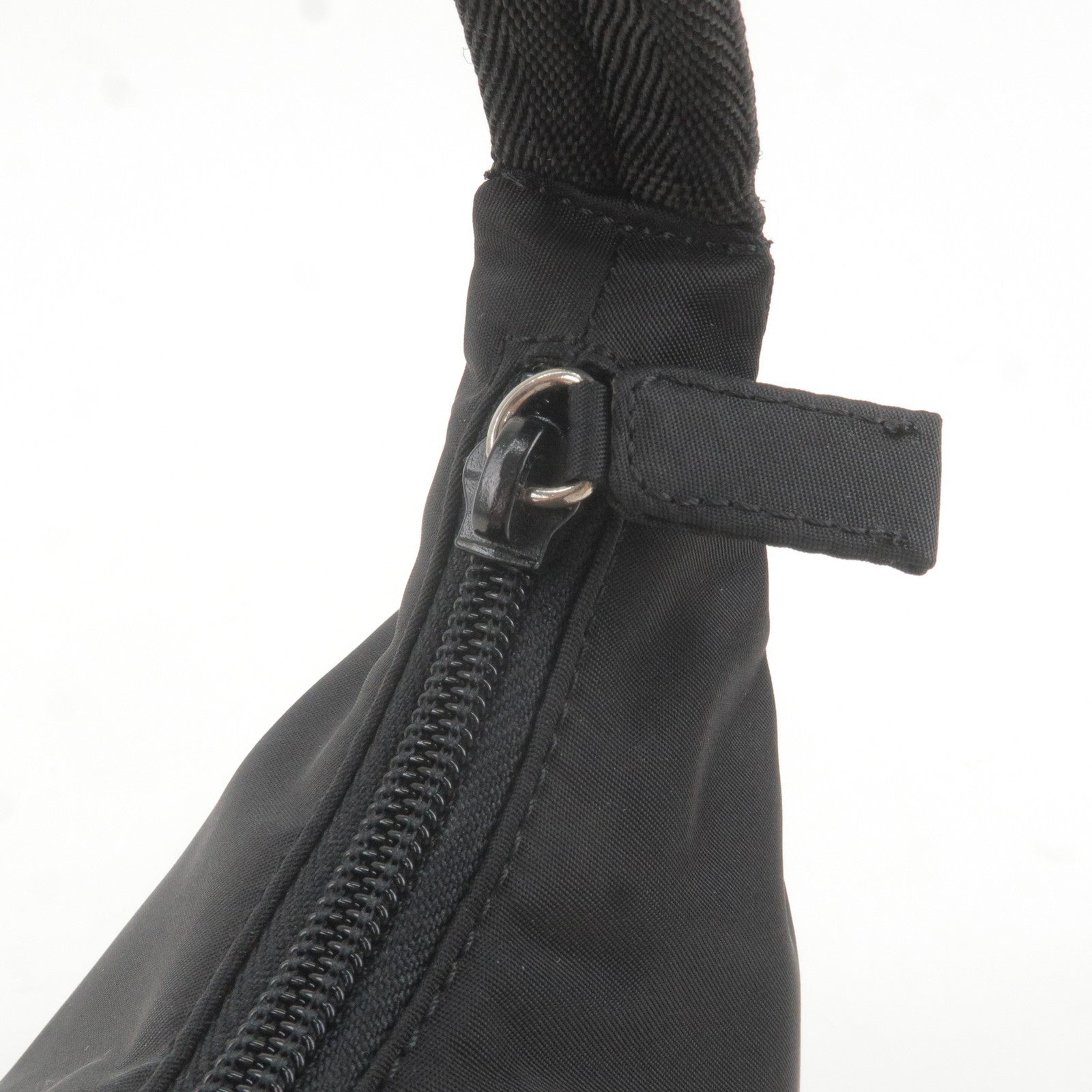 Prada Logo Nylon Hand Bag Pouch Purse NERO Black