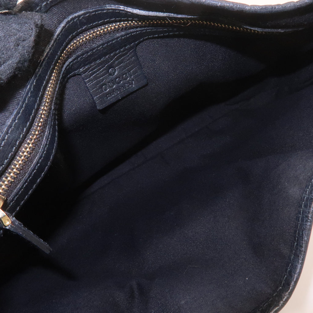 GUCCI Sherry GG Canvas Leather Shoulder Bag Black 130779