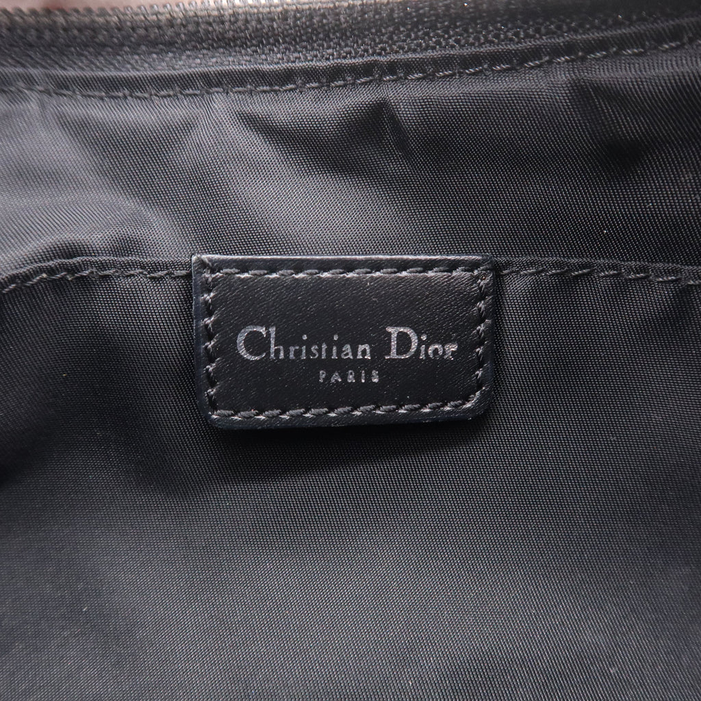 Christian Dior Trotter Canvas Leather Hand Bag Pouch Black