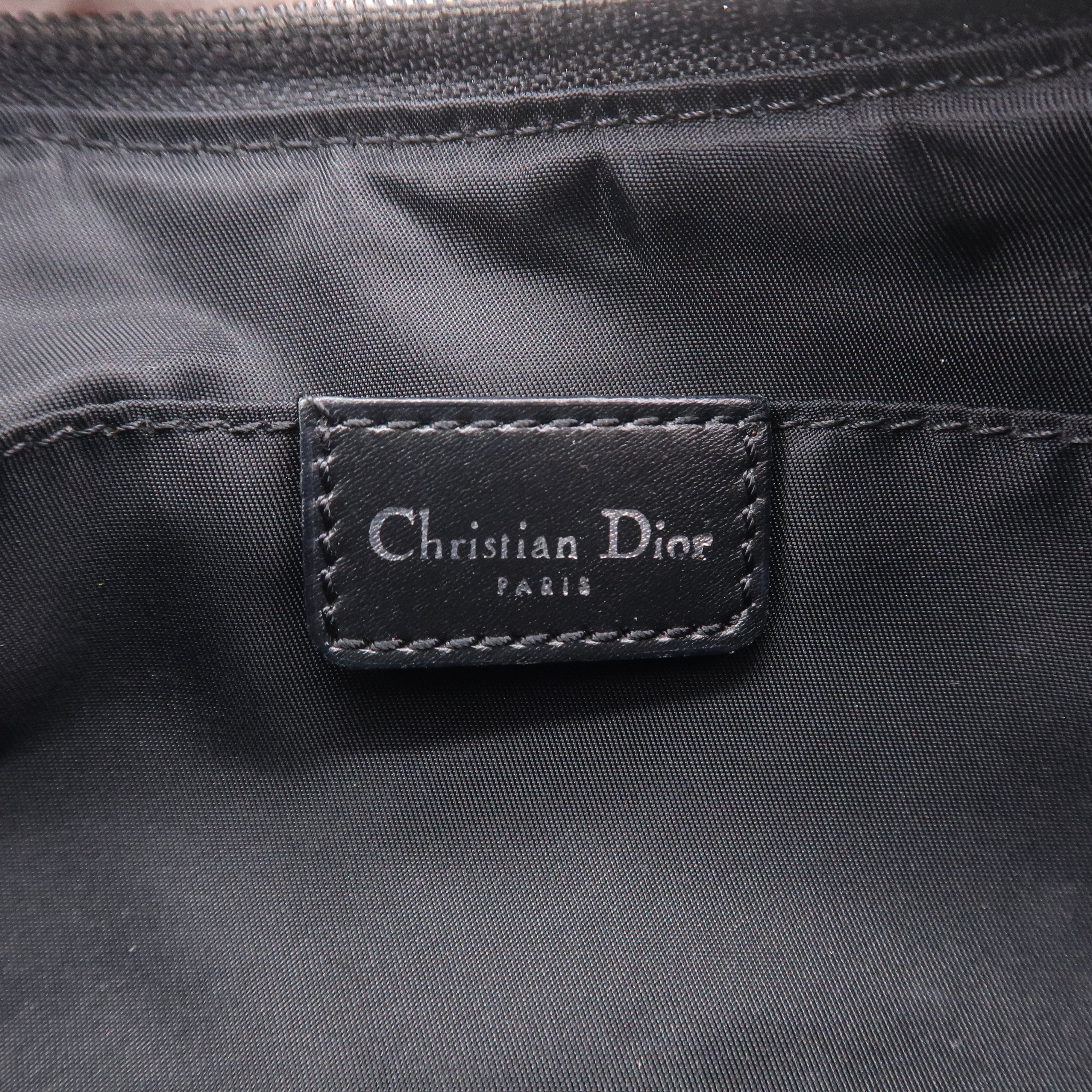 Christian Dior Trotter Canvas Leather Hand Bag Pouch Black