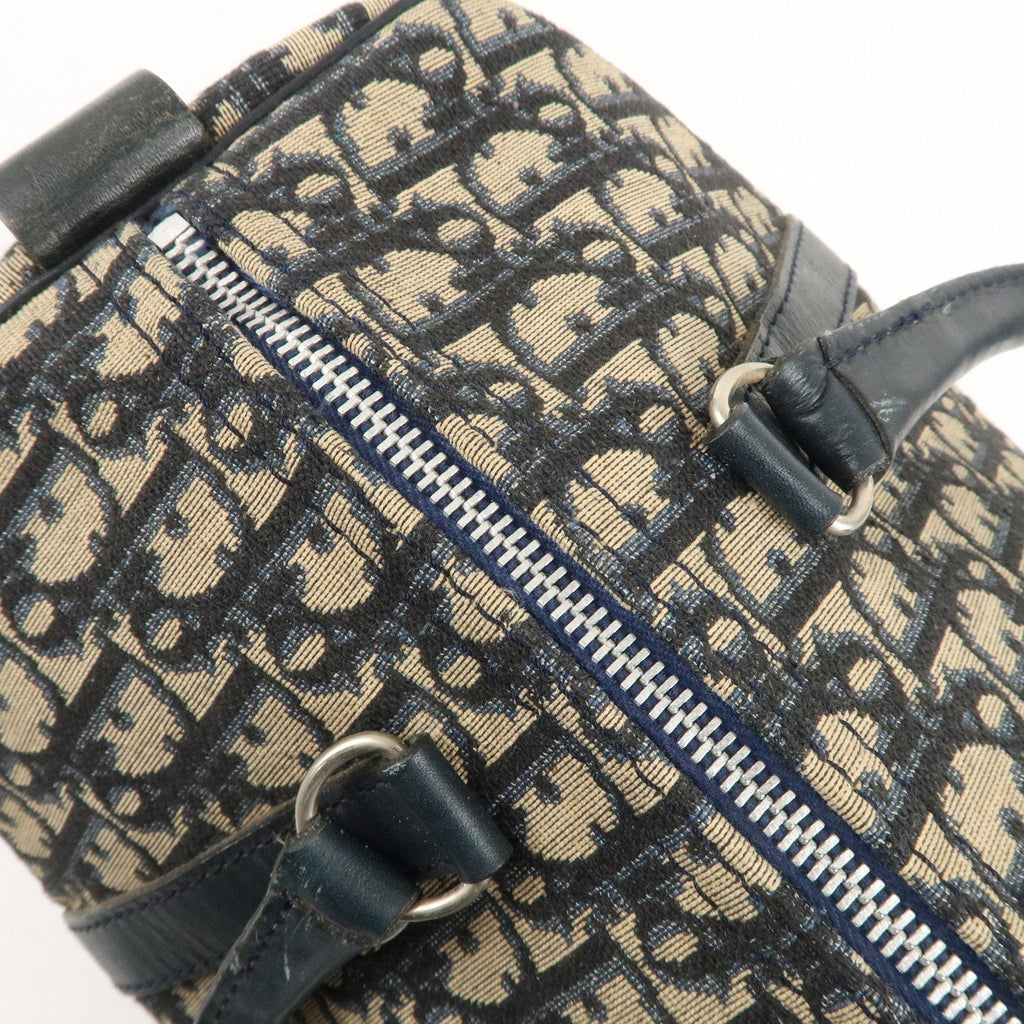 Christian Dior Trotter Canvas Leather Boston Bag Navy