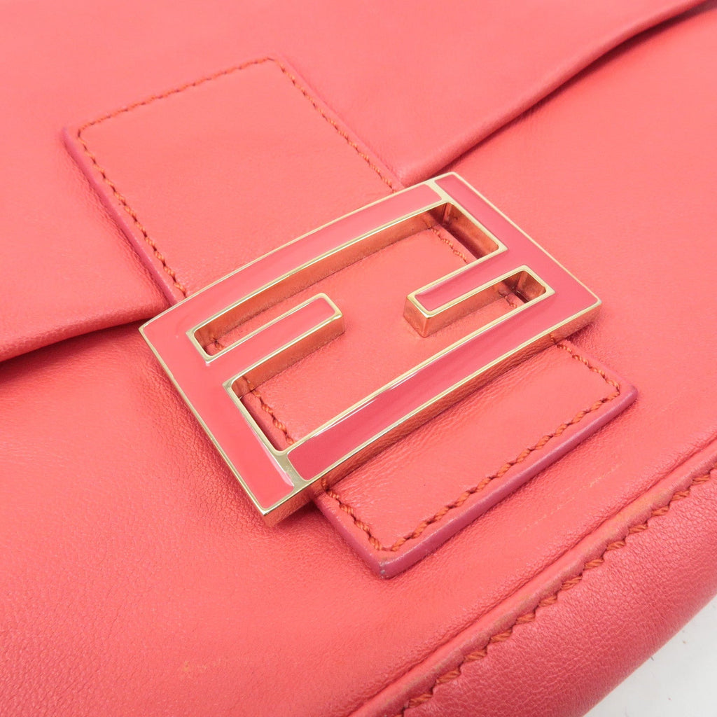 FENDI Mamma Baguette Leather Hand Bag Shoulder Bag Pink 8BR600