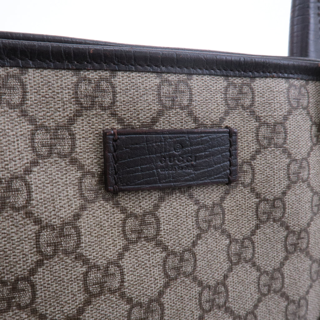 GUCCI GG Supreme Leather Tote Bag Beige Brown 114595