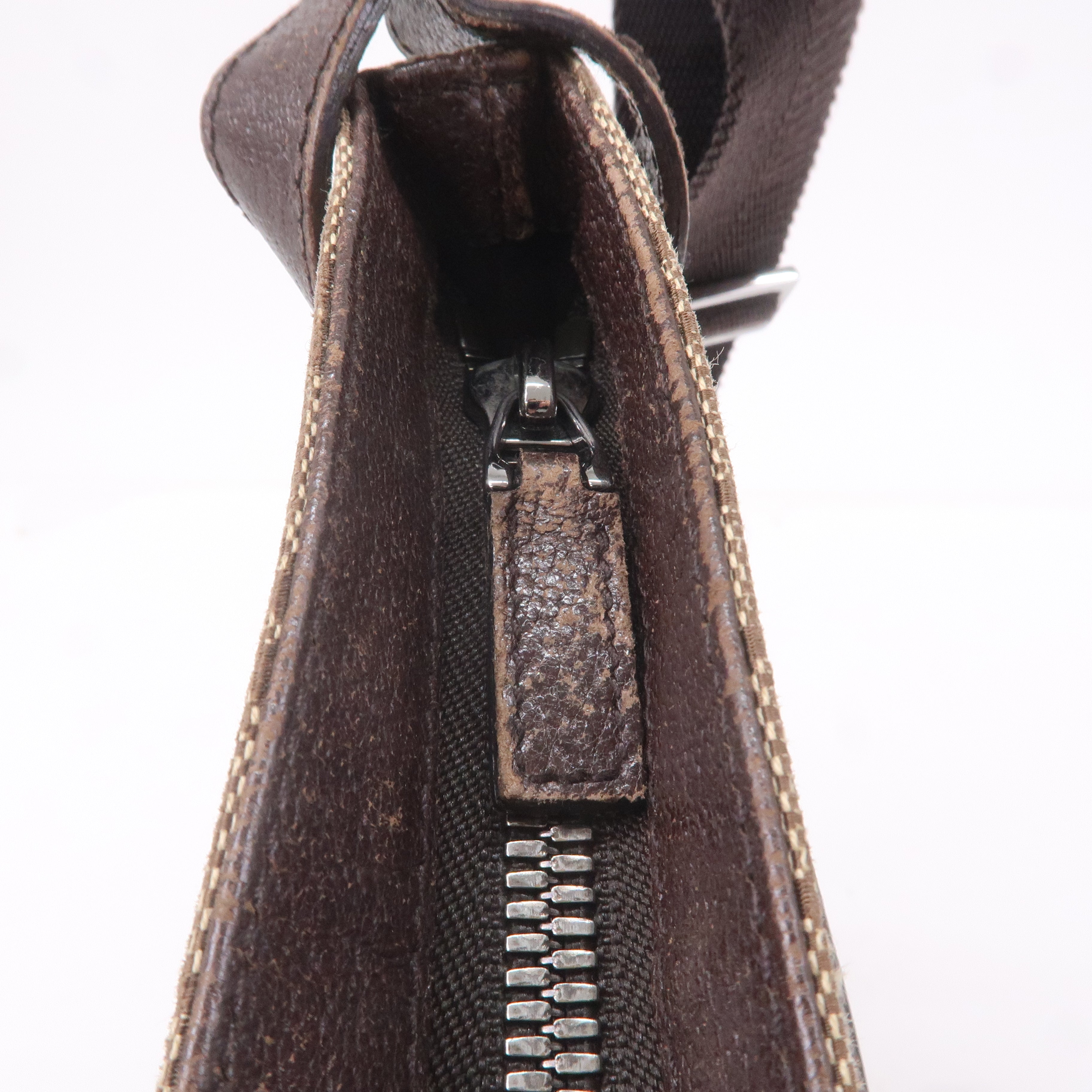 GUCCI GG Canvas Leather Shoulder Bag Beige Brown 122793