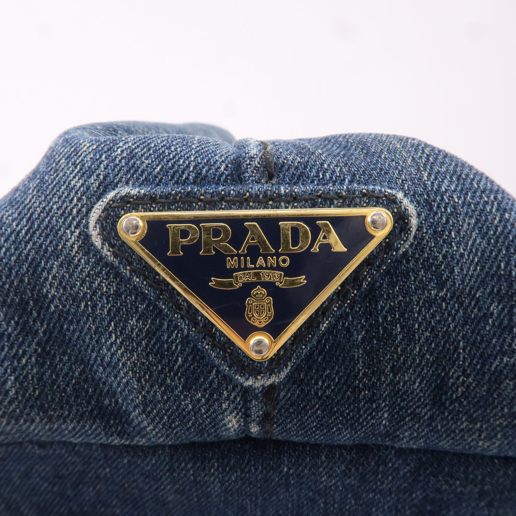 Prada Canapa Denim Hand Bag Tote Bag Denim Blue B1877B