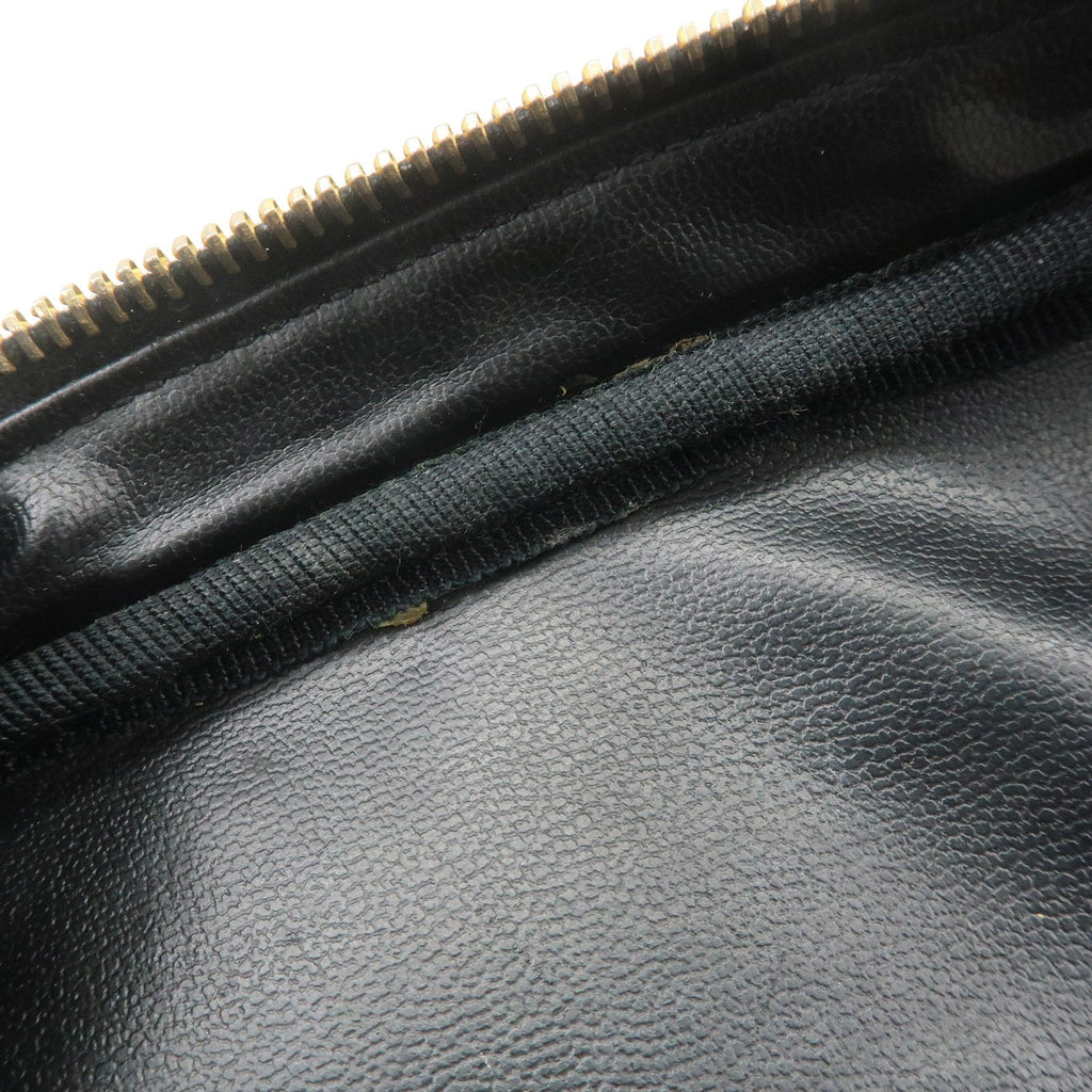 CHANEL Bicolore Lamb Skin Vanity Bag Cosmetic Pouch Black A01618