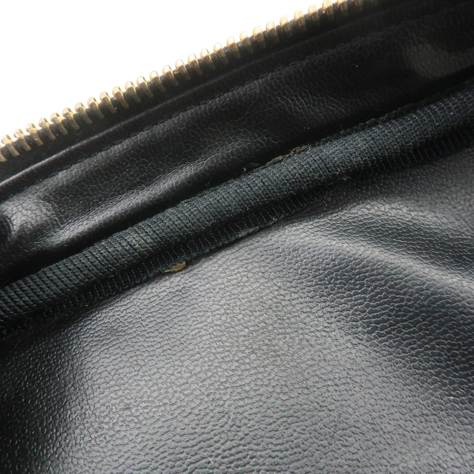 CHANEL Bicolore Lamb Skin Vanity Bag Cosmetic Pouch Black A01618