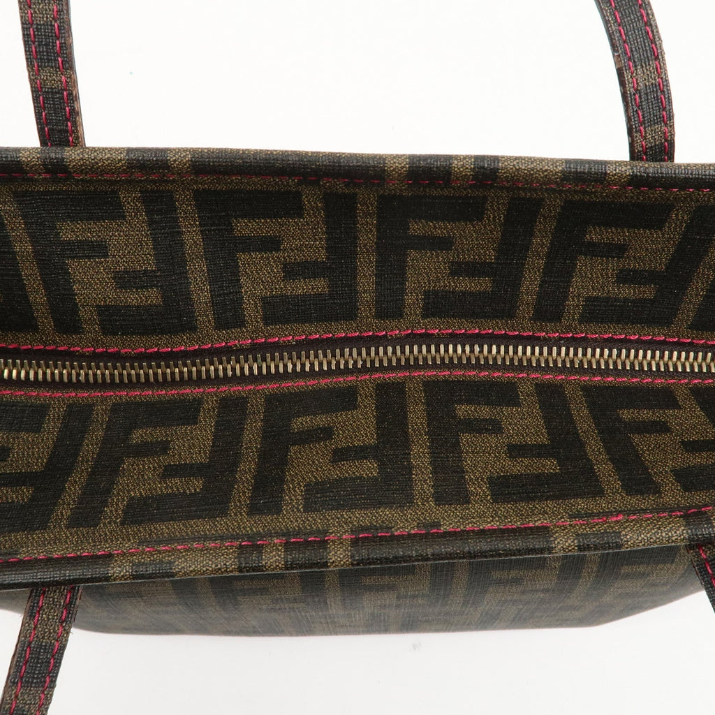 FENDI Zucca Logo Print PVC Tote Bag Brown Black Pink 8BH198