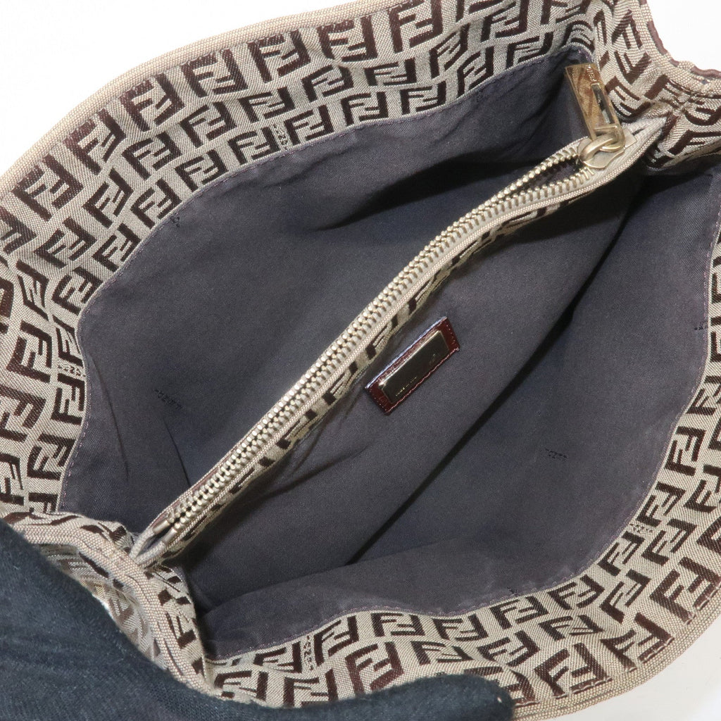 FENDI Zucchino Canvas Leather Mini Tote Bag Beige Brown 8BH132