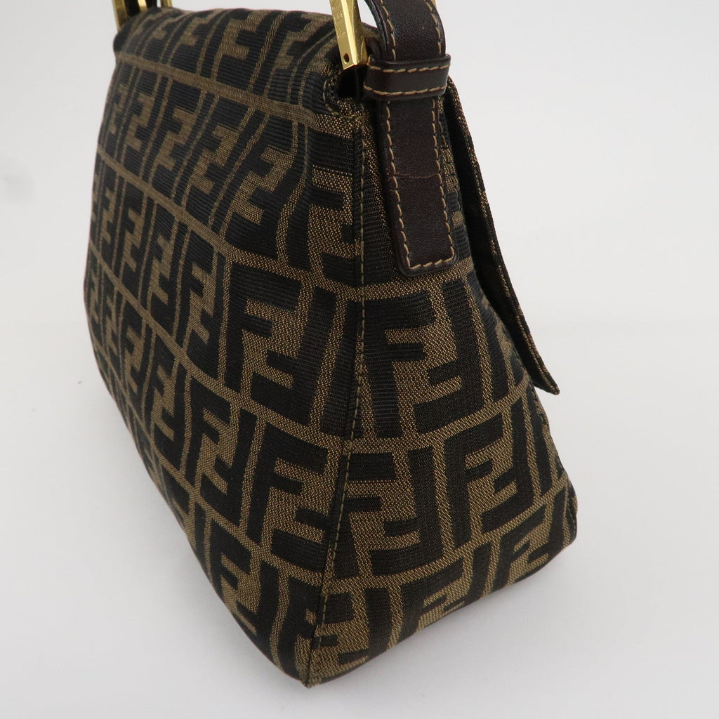 FENDI Mamma Baguette Zucca Canvas Leather Shoulder Bag 26325