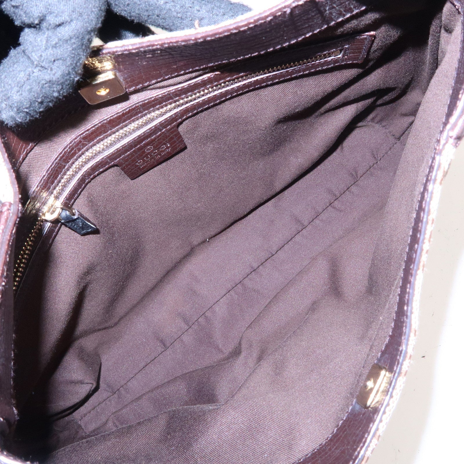 GUCCI Horsebit Sherry GG Canvas Leather Shoulder Bag Brown 137388