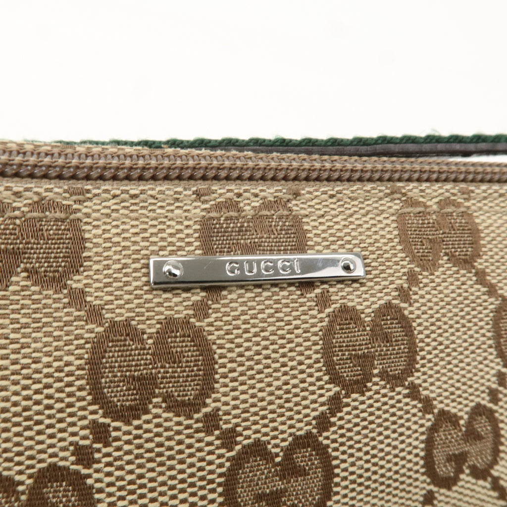 GUCCI Sherry GG Canvas Leather Hand Bag Pouch Beige Brown 141809
