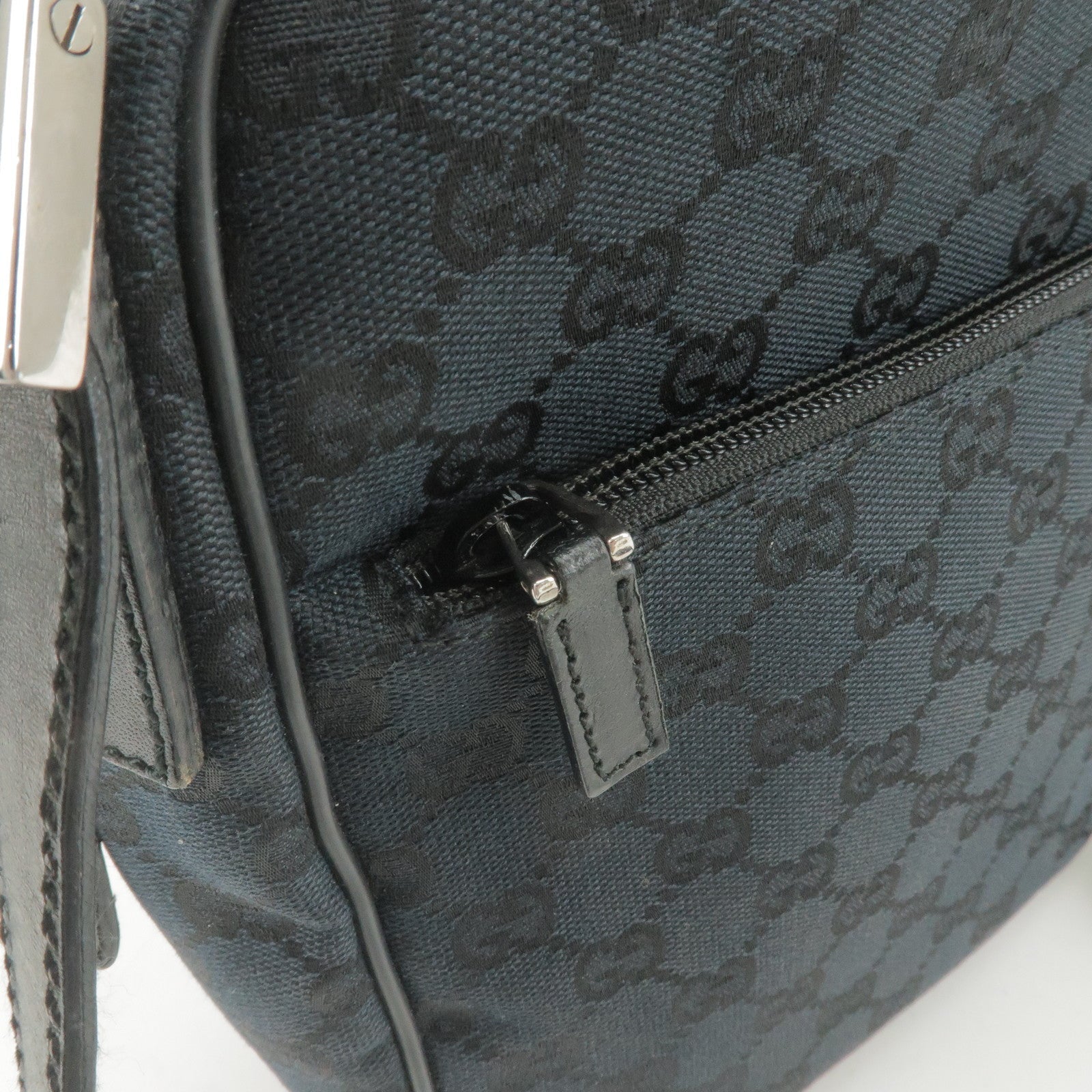 GUCCI GG Canvas Leather Shoulder Bag Hand Bag Black 018 1612