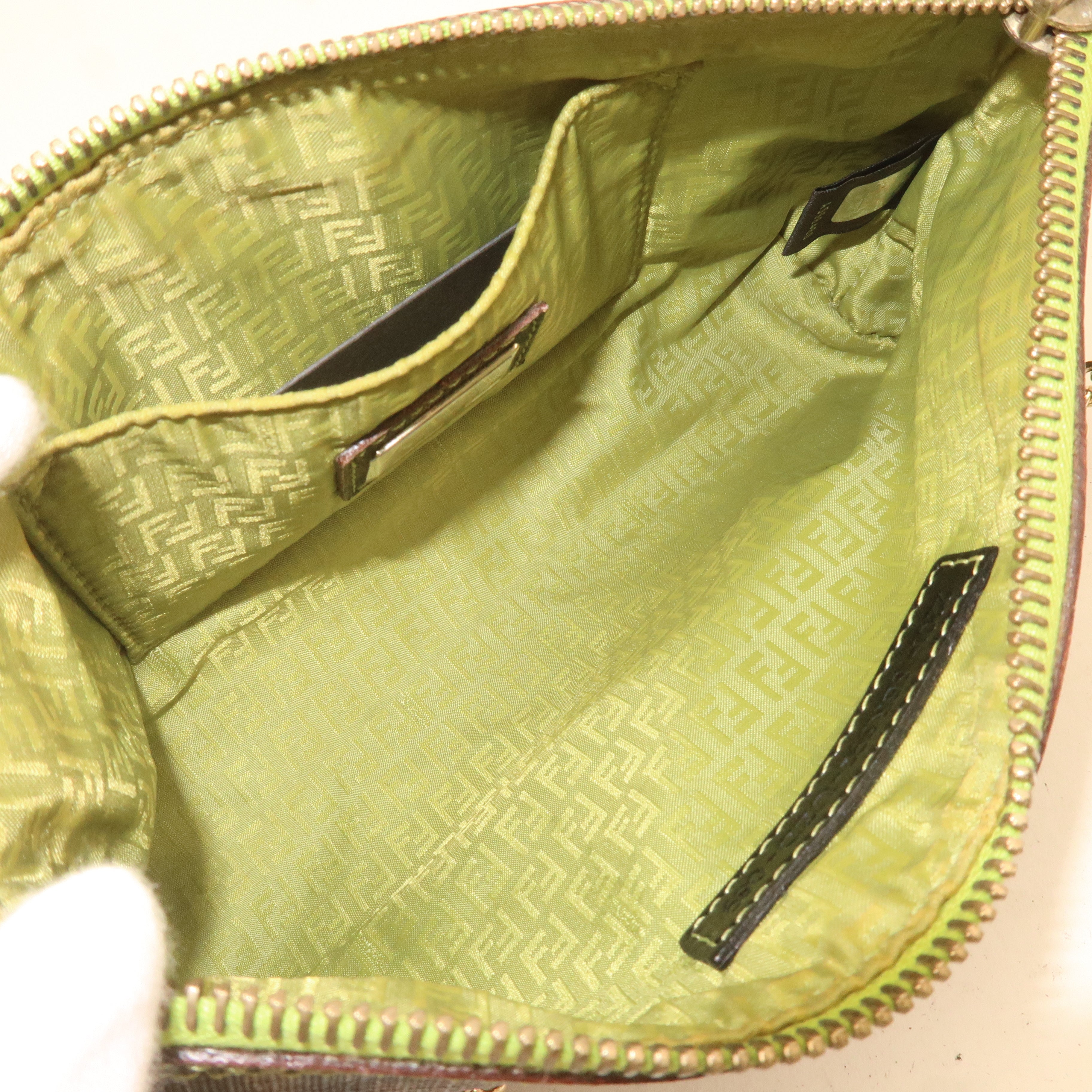 FENDI Zucca Print PVC Accessory Pouch Bag Khaki Green 8BR592
