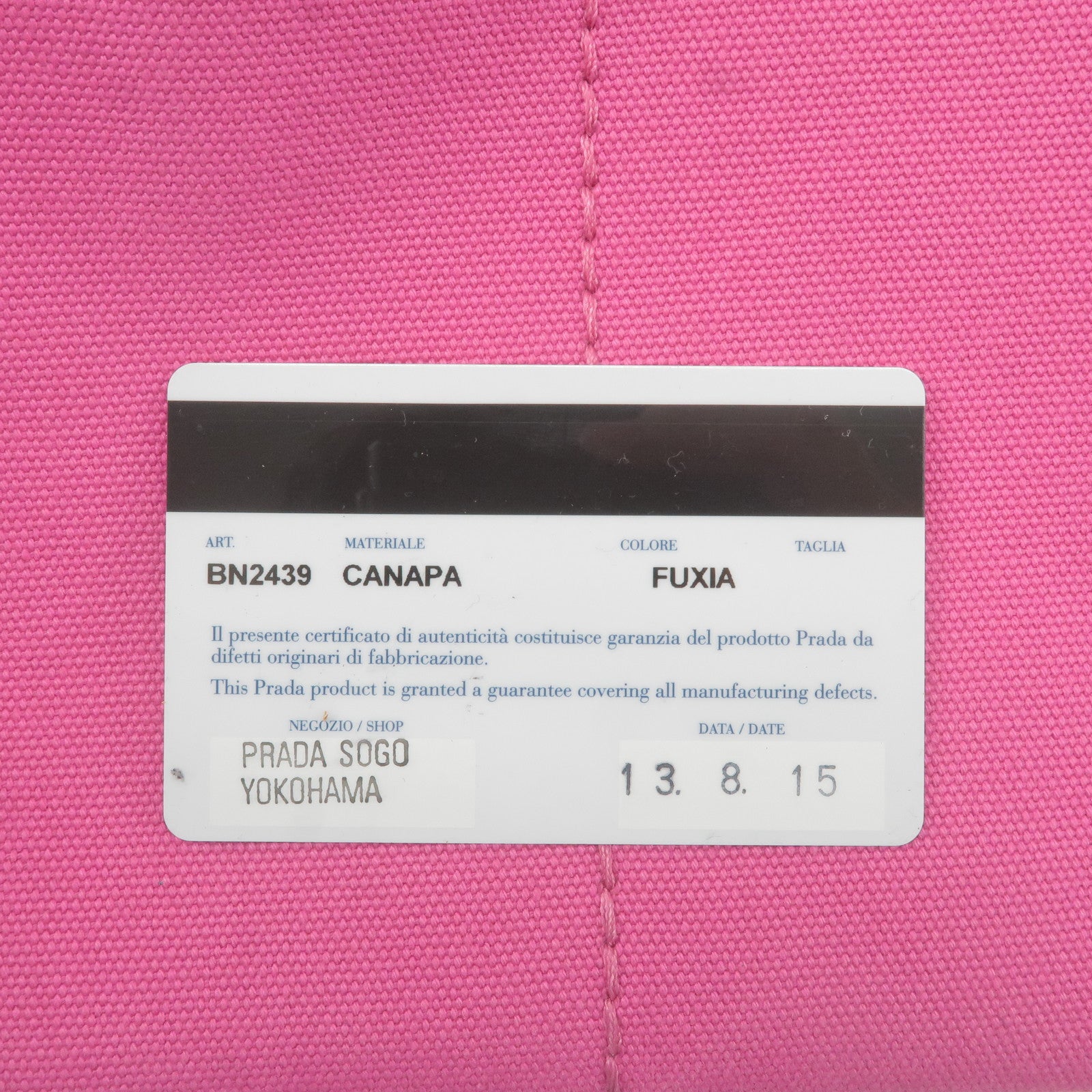 Prada Canapa Mini Canvas Tote Bag Pink BN2439