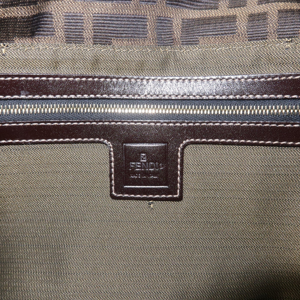FENDI Zucca Canvas Leather Shoulder Bag Brown Black 26569