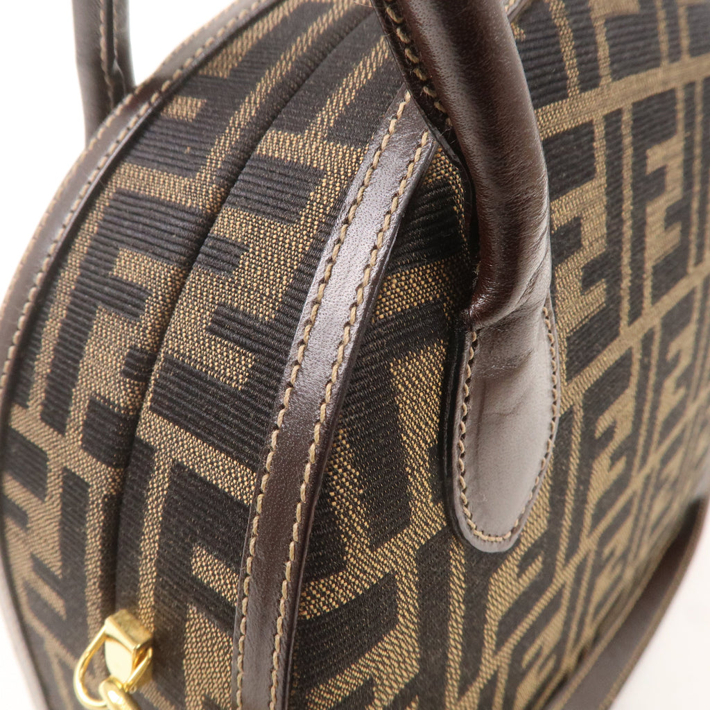 FENDI Zucca Canvas Leather 2WAY Handbag Shoulder Bag