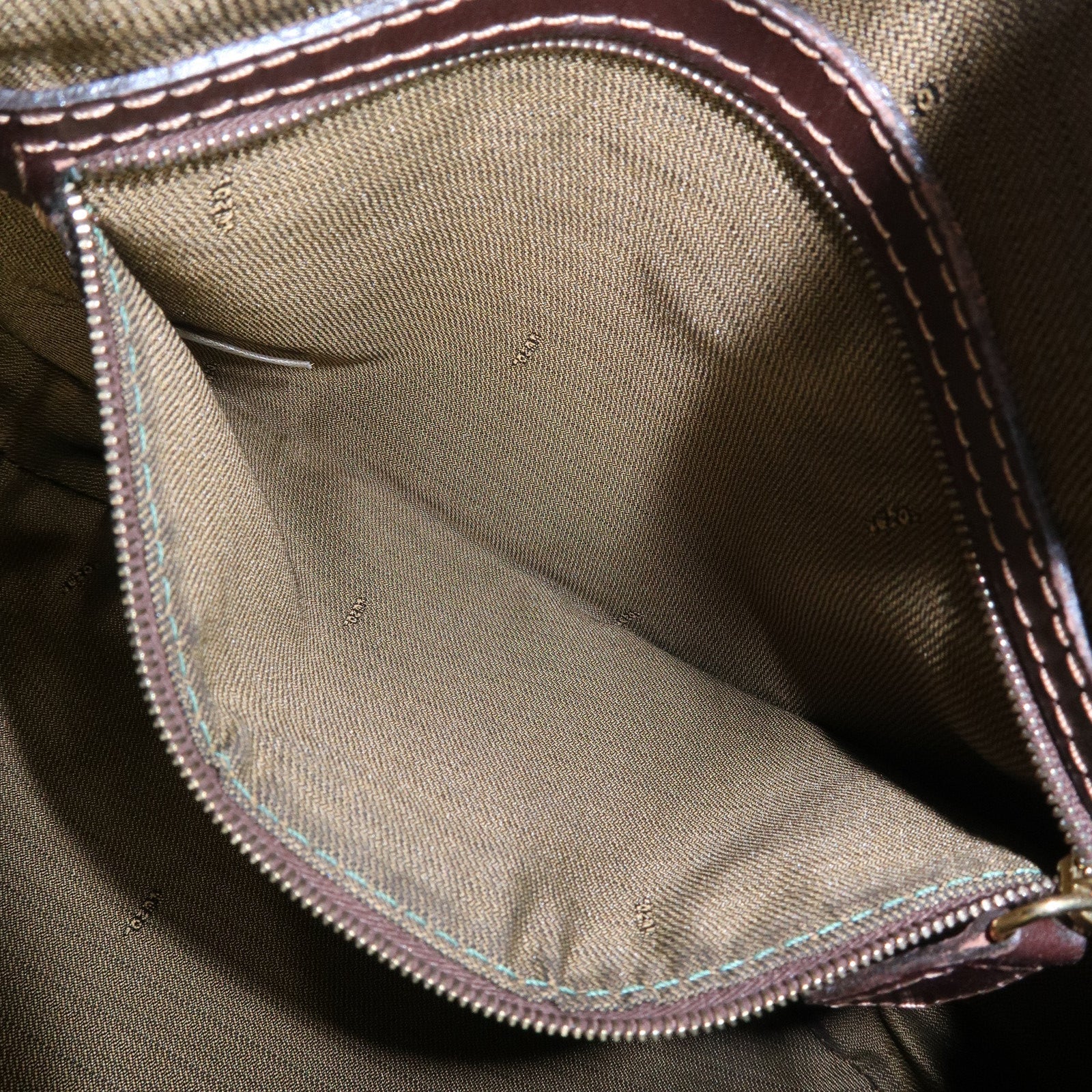 FENDI Zucca Canvas Leather Shoulder Bag Brown Black