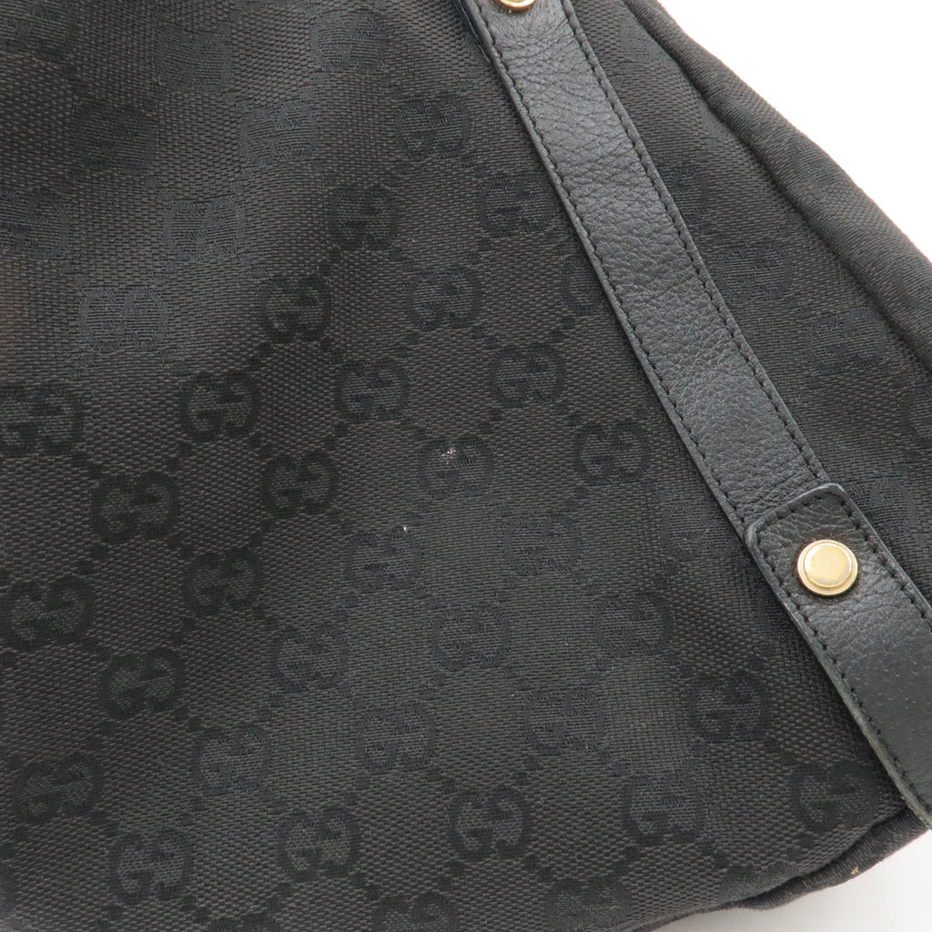GUCCI Abbey GG Canvas Leather Tote Bag Shoulder Bag Black 130736