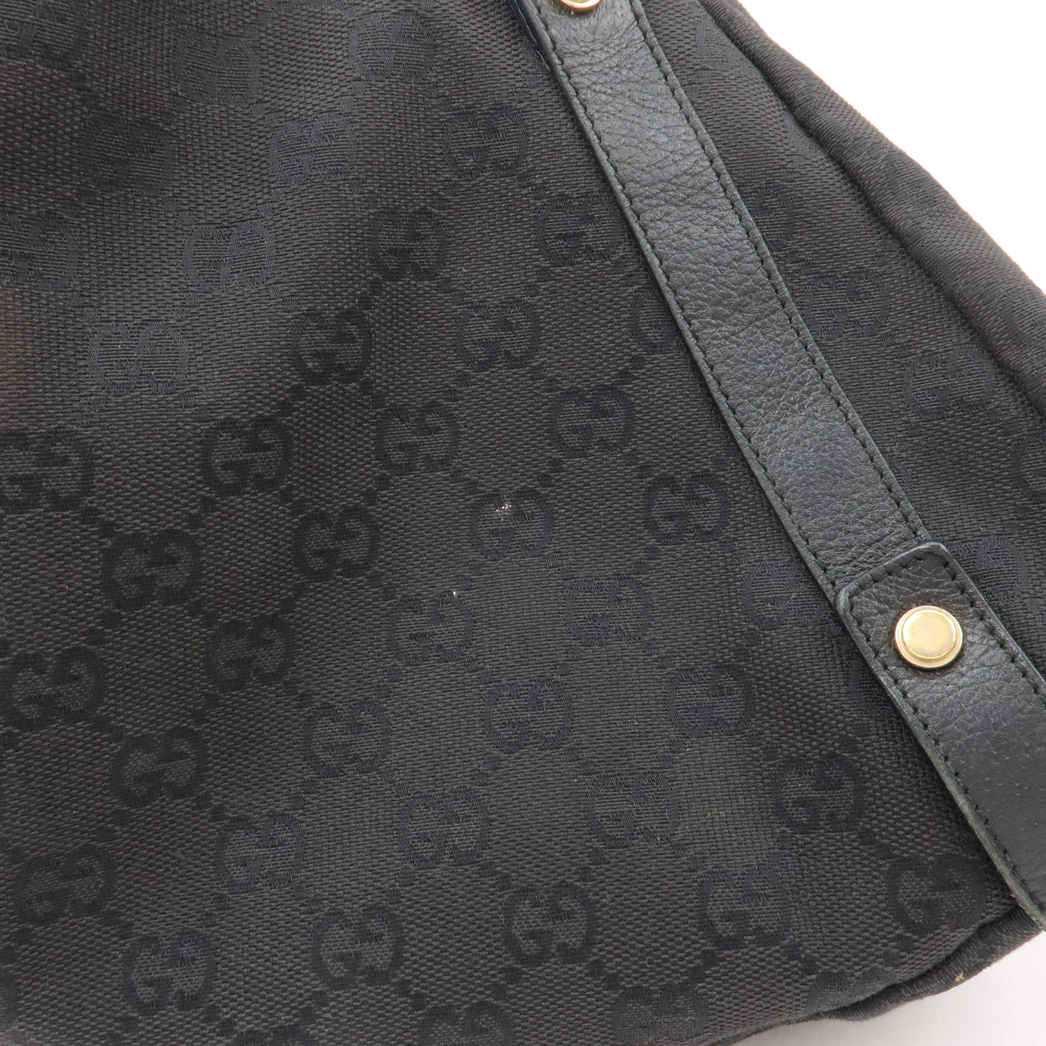 GUCCI Abbey GG Canvas Leather Tote Bag Shoulder Bag Black 130736