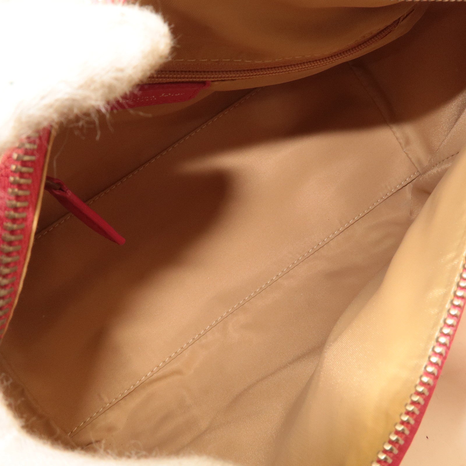 Christian Dior Trotter Canvas Leather Boston Bag Beige Pink