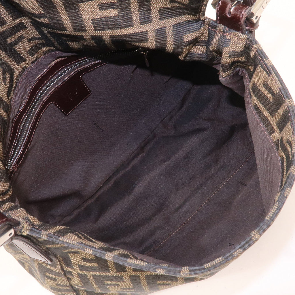 FENDI Mamma Baguette Zucca Canvas Leather Shoulder Bag 26325