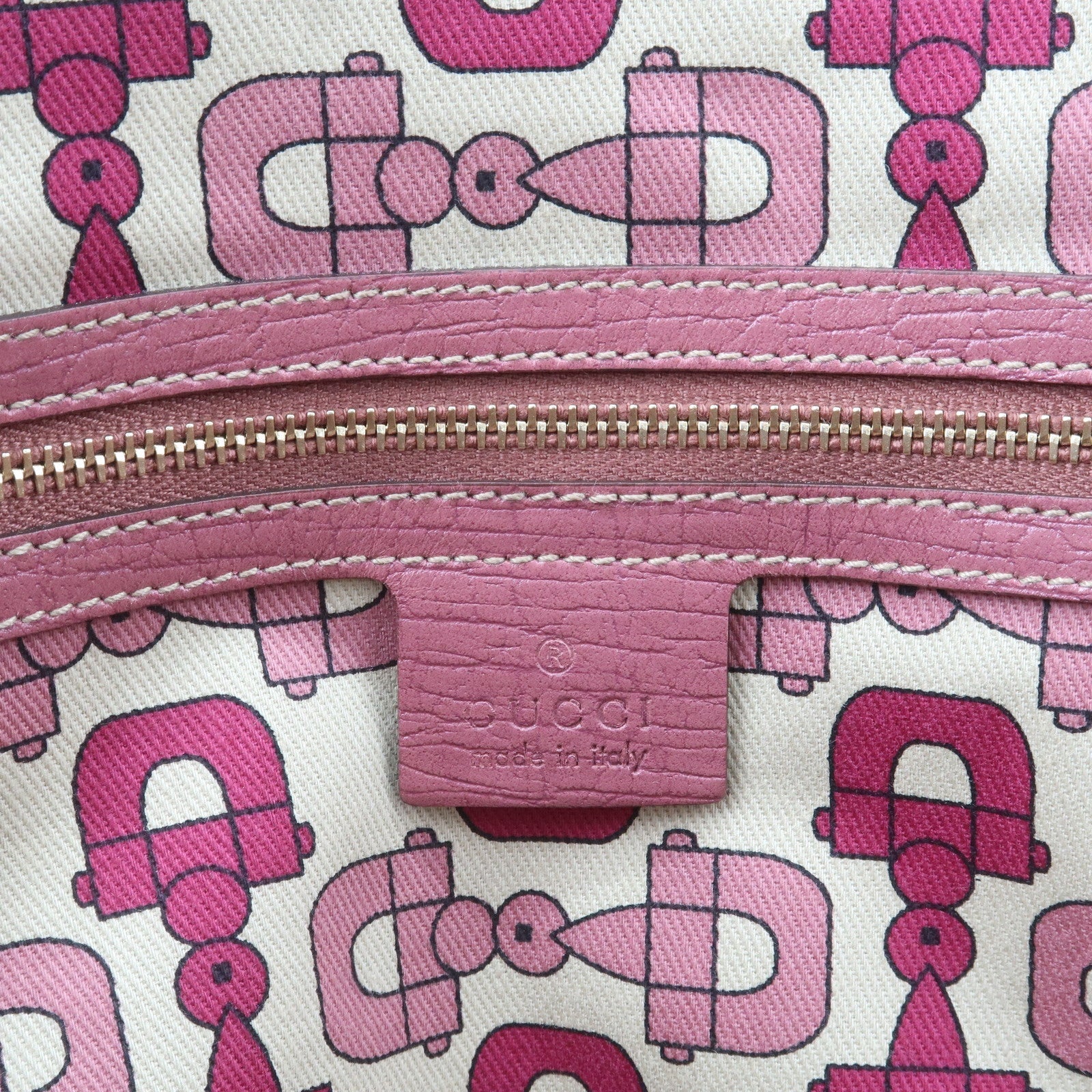 GUCCI Sherry GG Canvas Leather Shoulder Tote Bag Beige Pink 137396