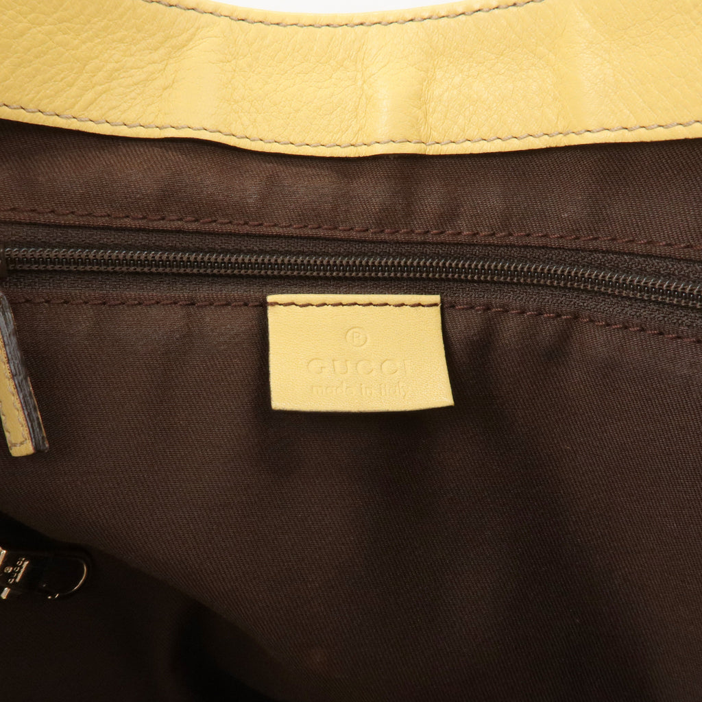 GUCCI Abbey GG Canvas Leather Shoulder Bag Beige Yellow 189835