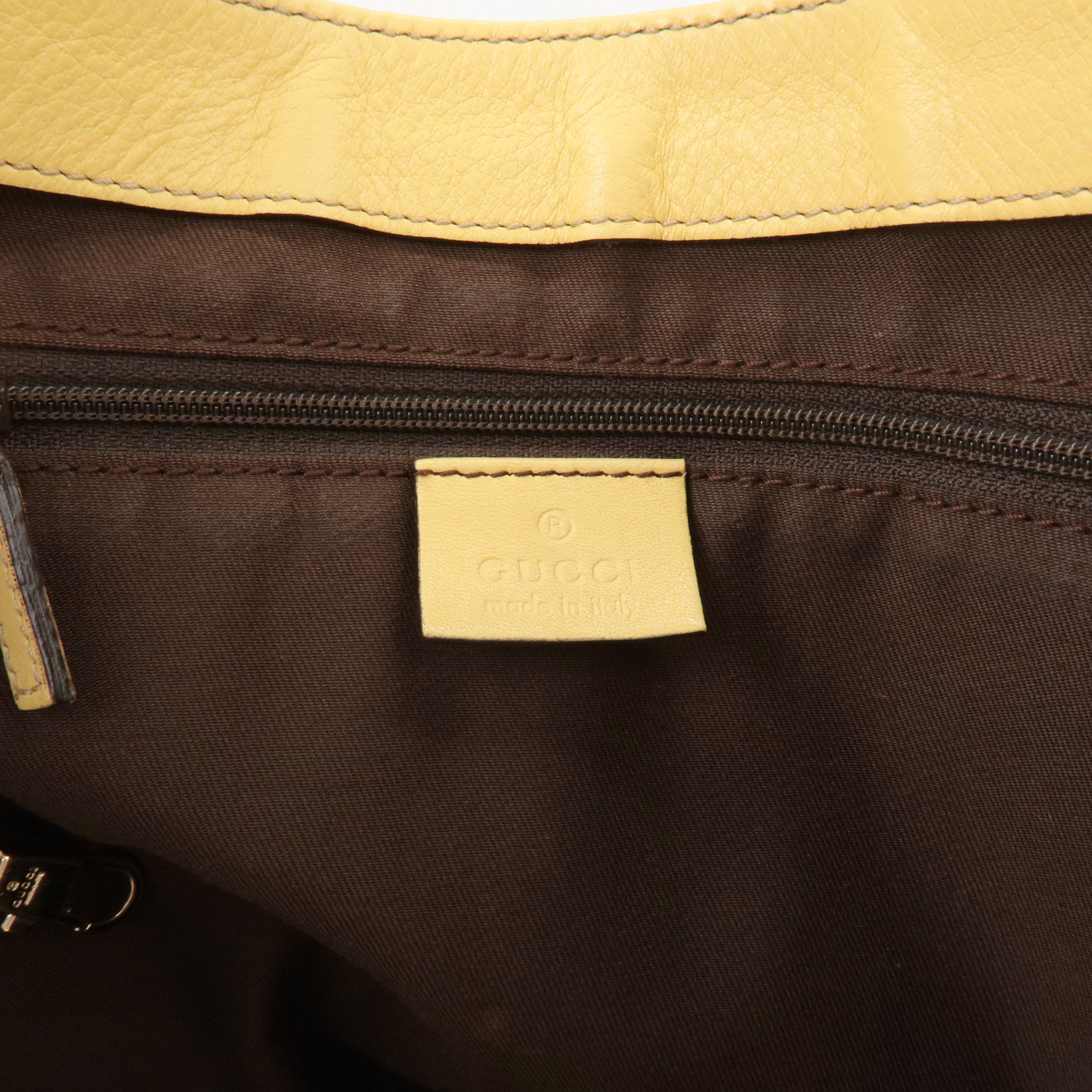 GUCCI Abbey GG Canvas Leather Shoulder Bag Beige Yellow 189835
