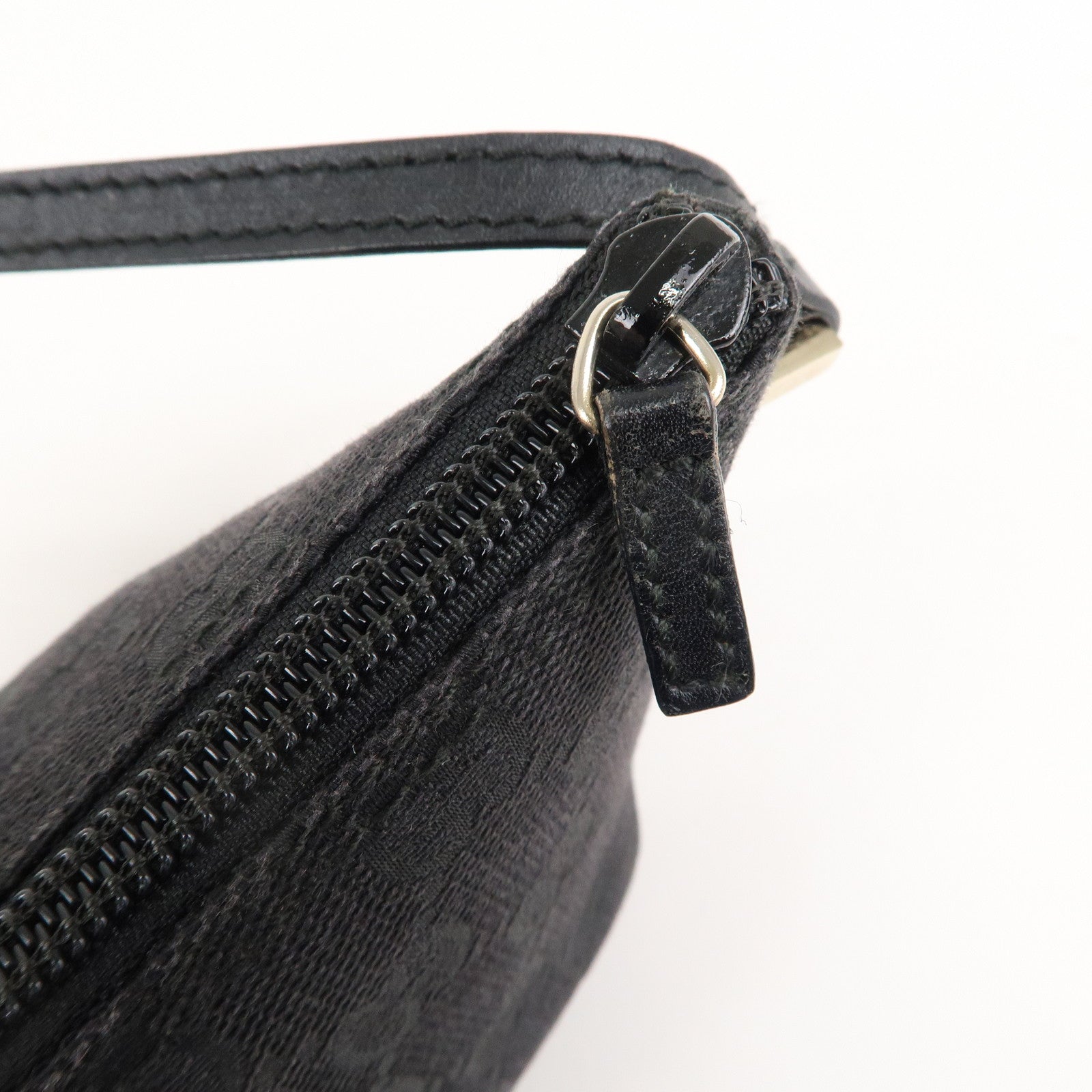 GUCCI Boat Bag GG Monogram Canvas Leather Pouch Black 039.1103