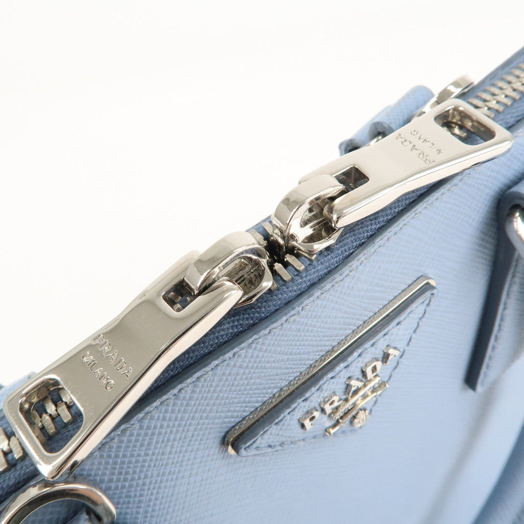 Prada Logo Leather 2Way Bag Hand Bag Shoulder Bag Blue 1BA838