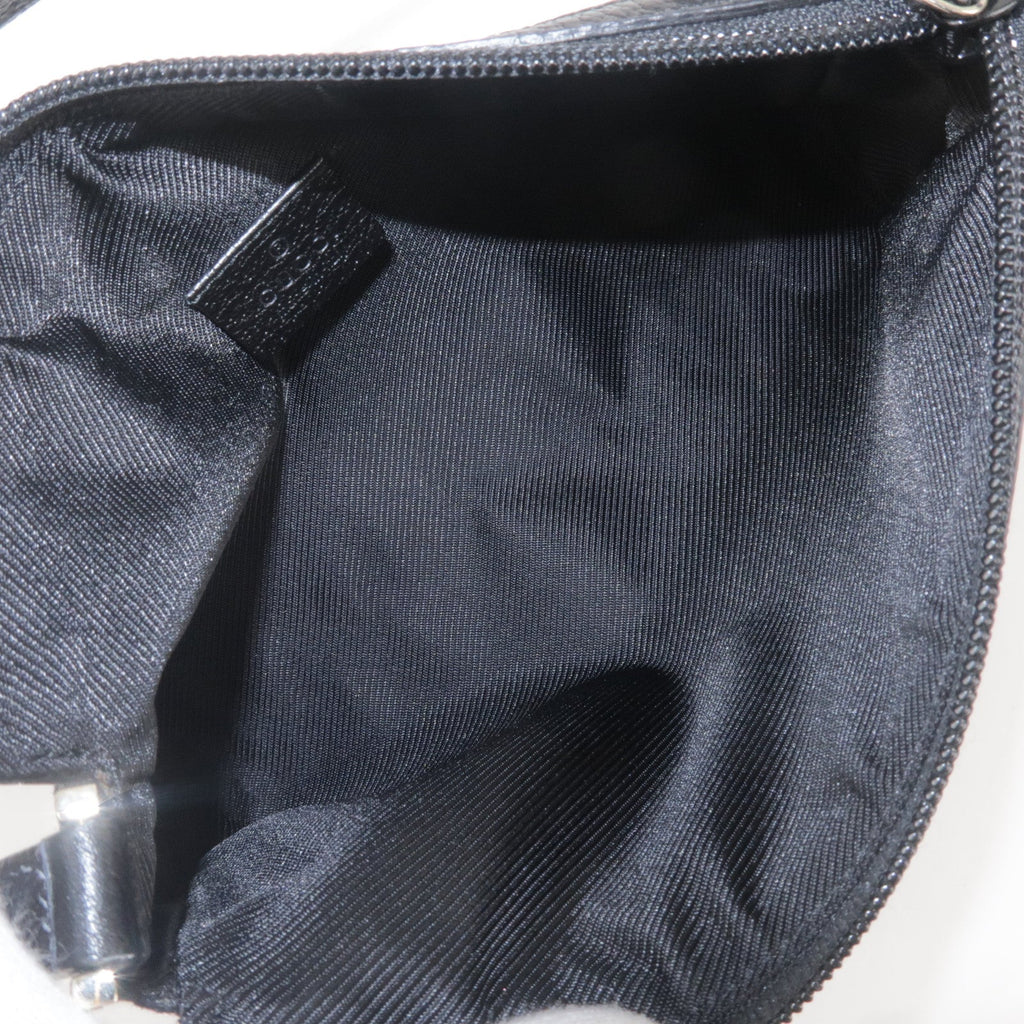 GUCCI Abbey GG Canvas Leather Hand Bag Pouch Black 645093