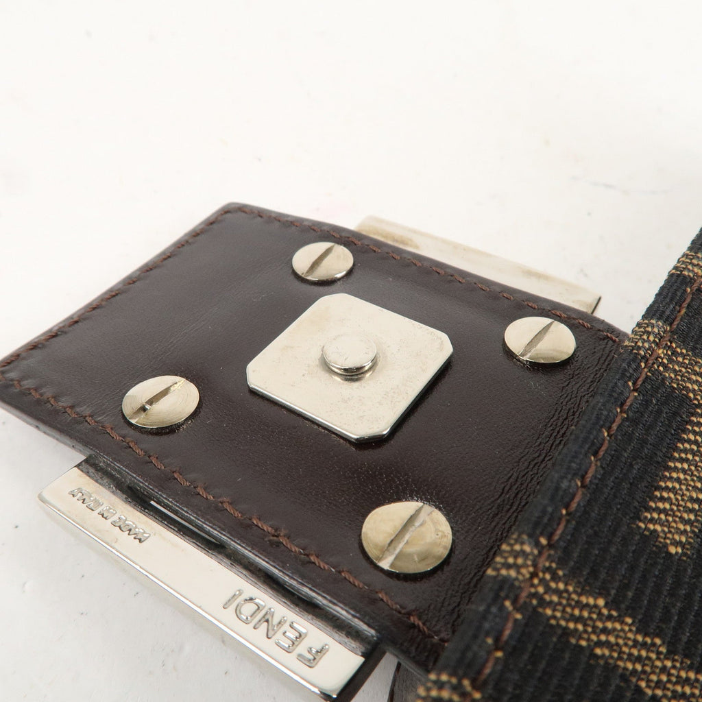 FENDI Zucca Mamma Baguette Canvas Leather Shoulder Bag 26424