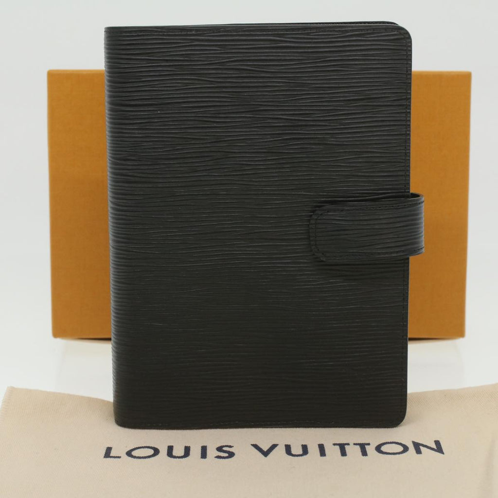 Louis Vuitton Black Leather Agenda cover wallet accessories