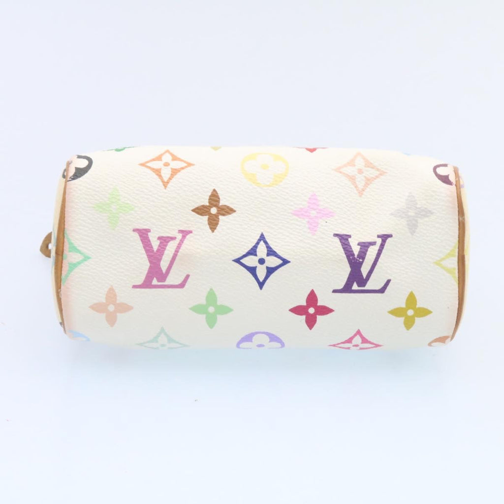 Louis Vuitton White Canvas Mini speedy handbag bag