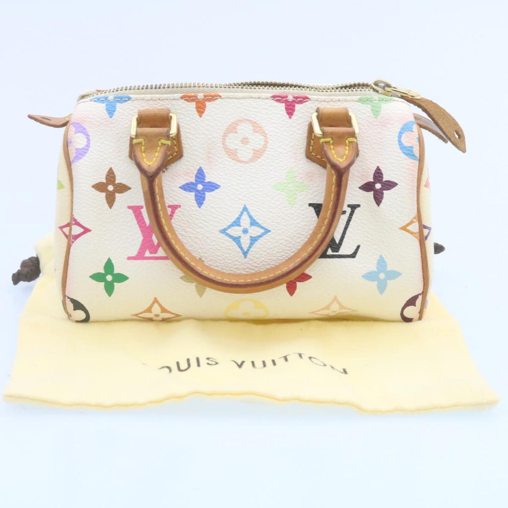 Louis Vuitton White Canvas Mini speedy handbag bag