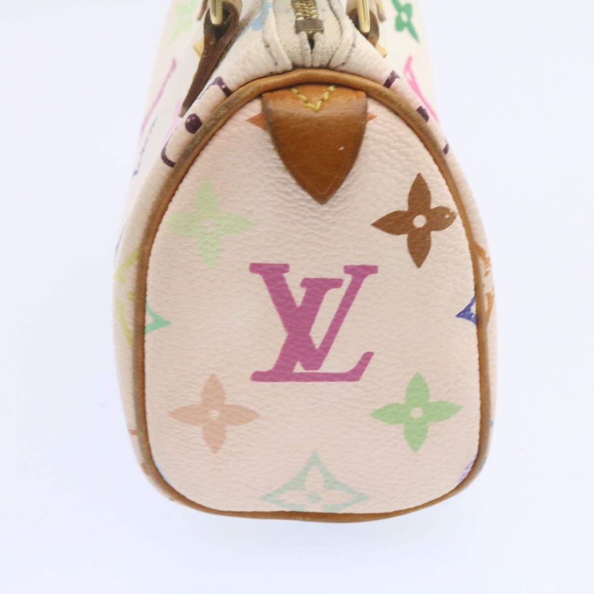 Louis Vuitton White Canvas Nano Speedy handbag bag