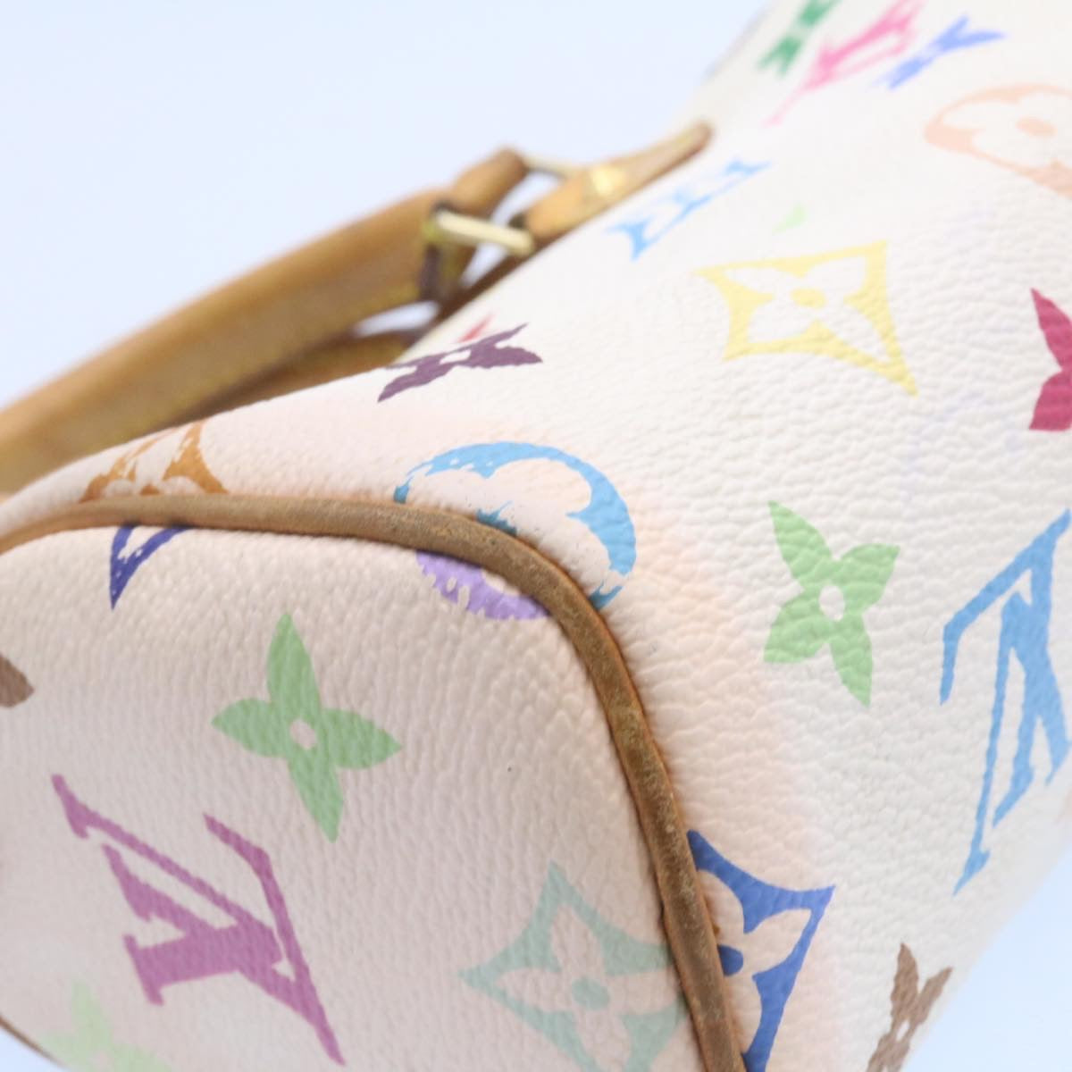 Louis Vuitton White Canvas Nano Speedy handbag bag