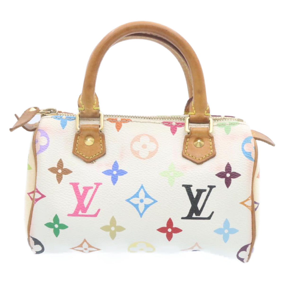 Louis Vuitton White Canvas Mini speedy handbag bag
