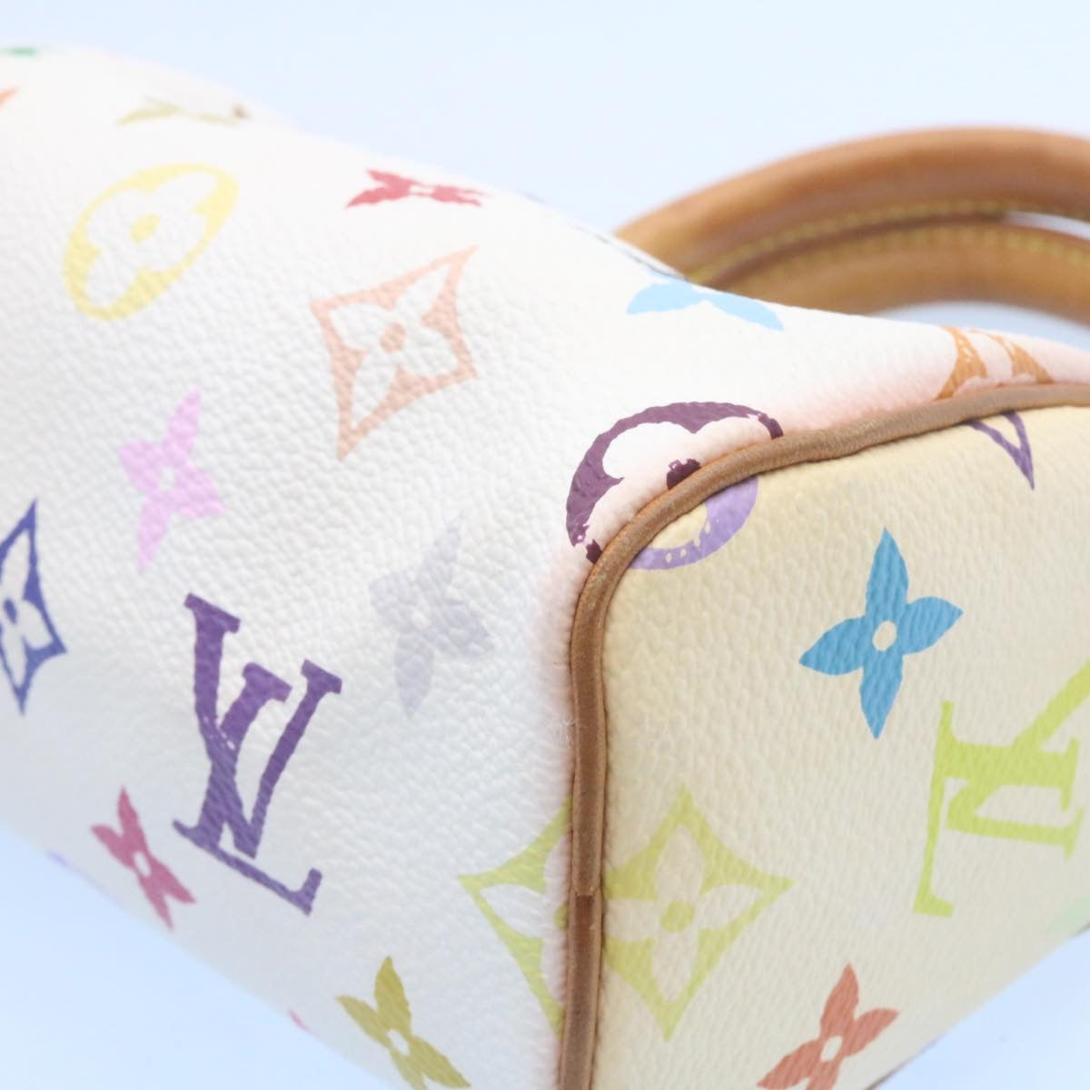 Louis Vuitton White Canvas Mini speedy handbag bag