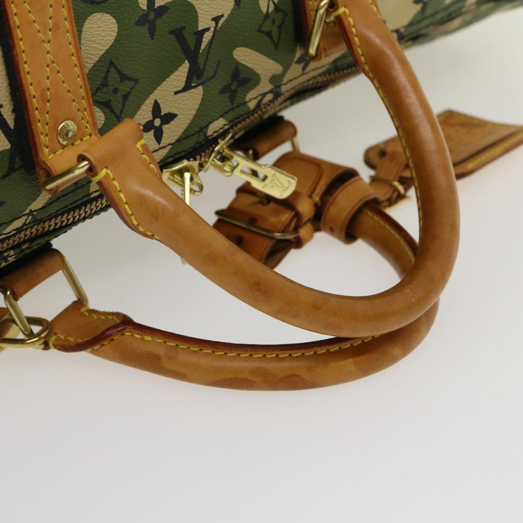 Louis Vuitton Green Canvas Keepall Bandouliere 55 travel bag