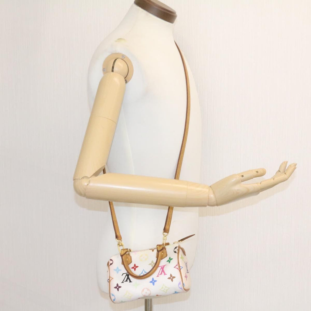 Louis Vuitton White Canvas Nano Speedy handbag bag