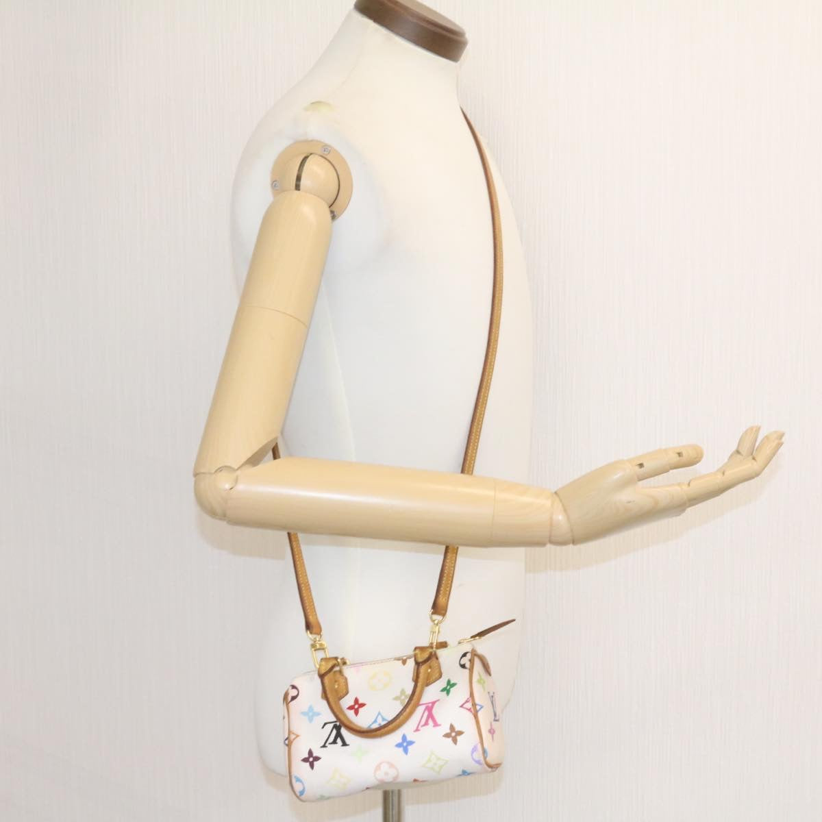 Louis Vuitton White Canvas Nano Speedy handbag bag